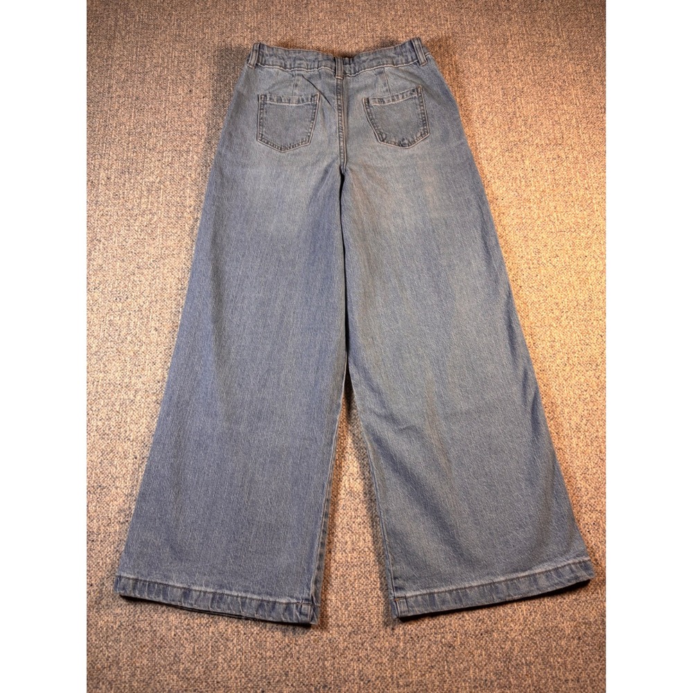 Girls Light Wash Wide Leg Pleated Jeans Size 10 - Picture 3 of 5
